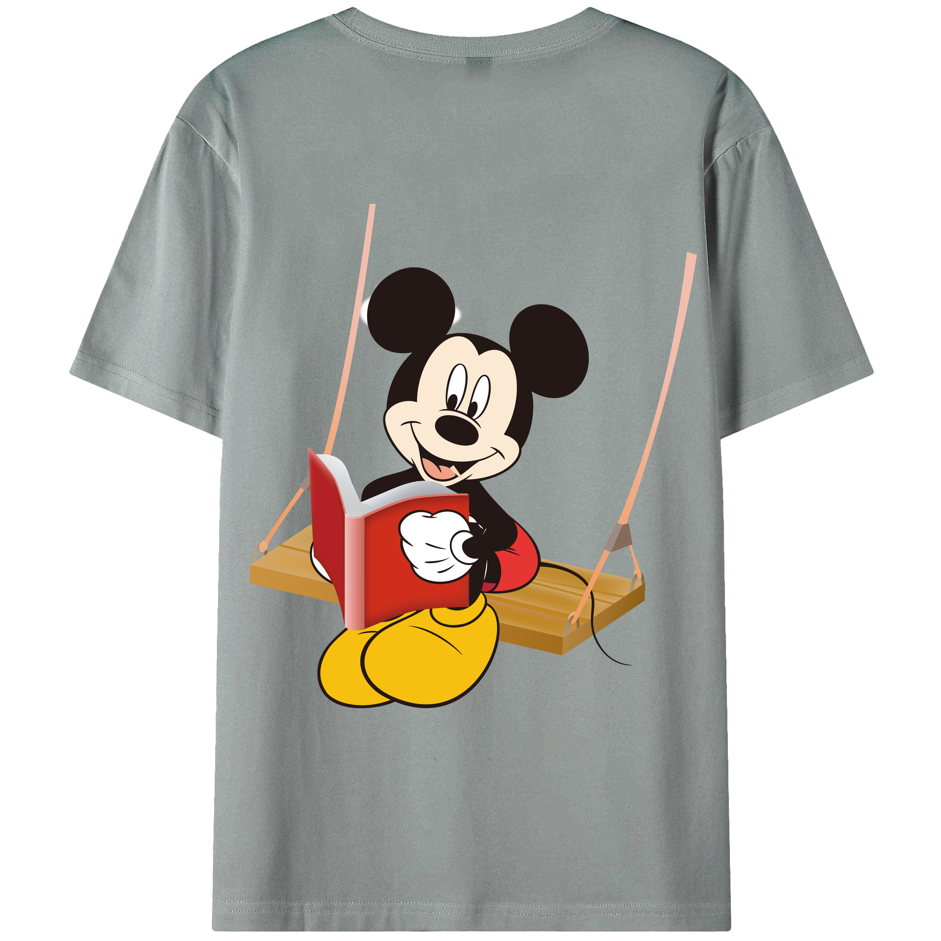 ミッキーマウス Mickey Mouse 綿100％ メンズ半袖Tシャツ（バックプリント） 通気性